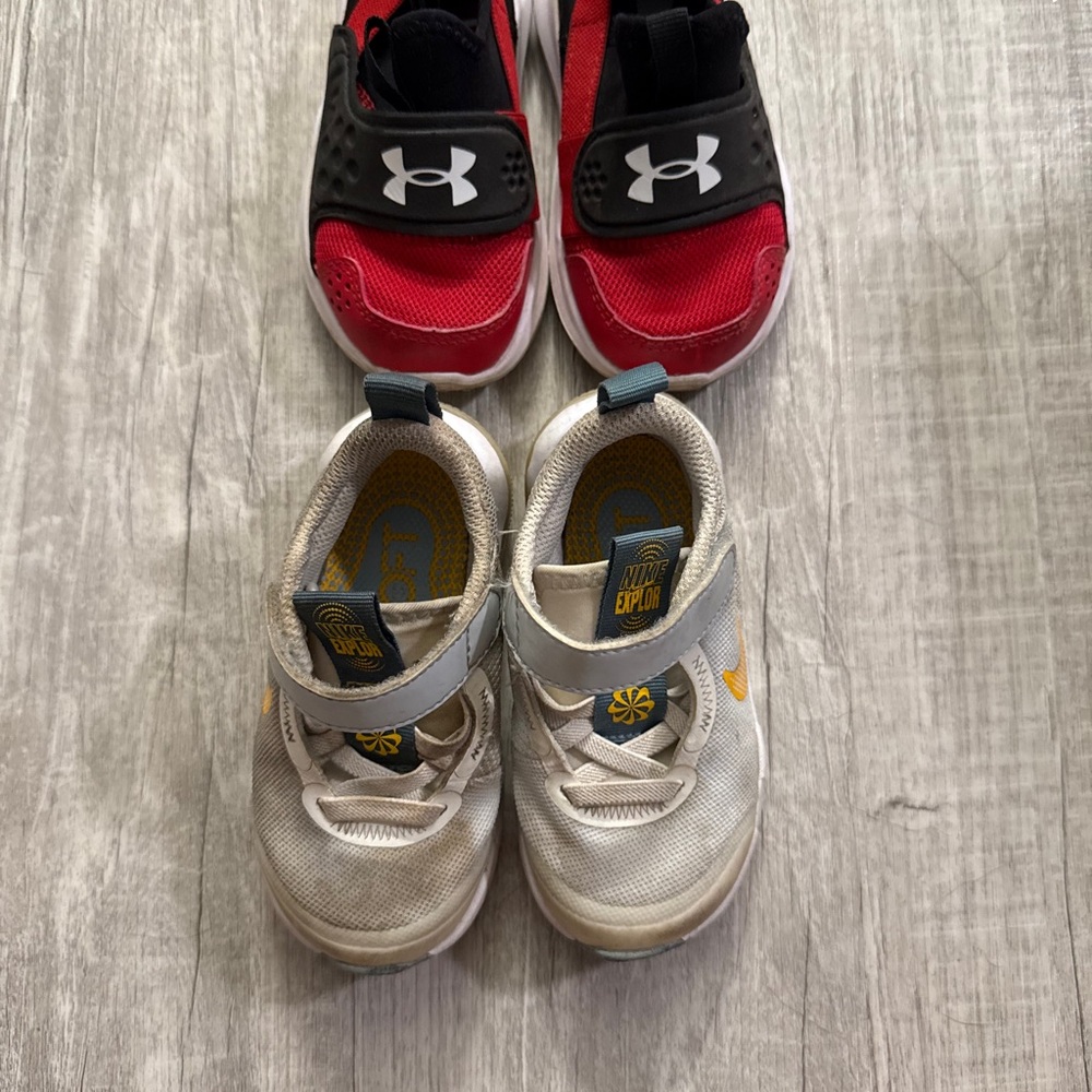 Under Armour Kids Red, Black, and White Sneakers